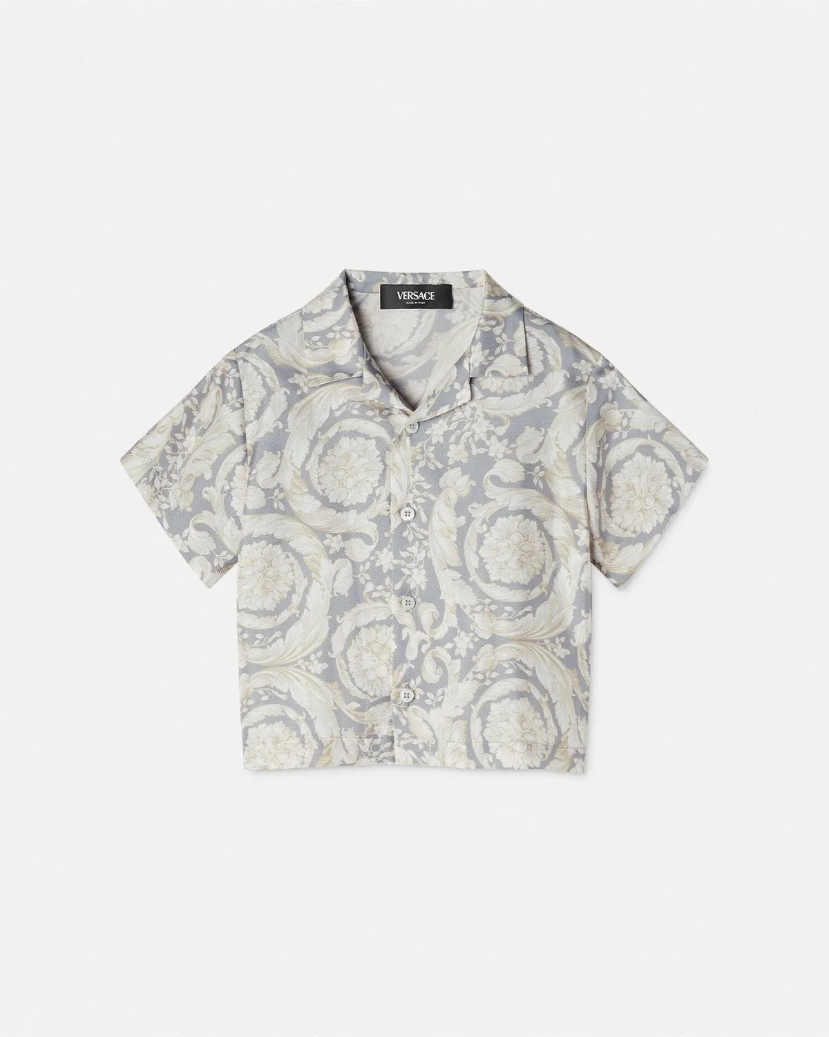 Детская шелковая рубашка Barocco VERSACE, серый