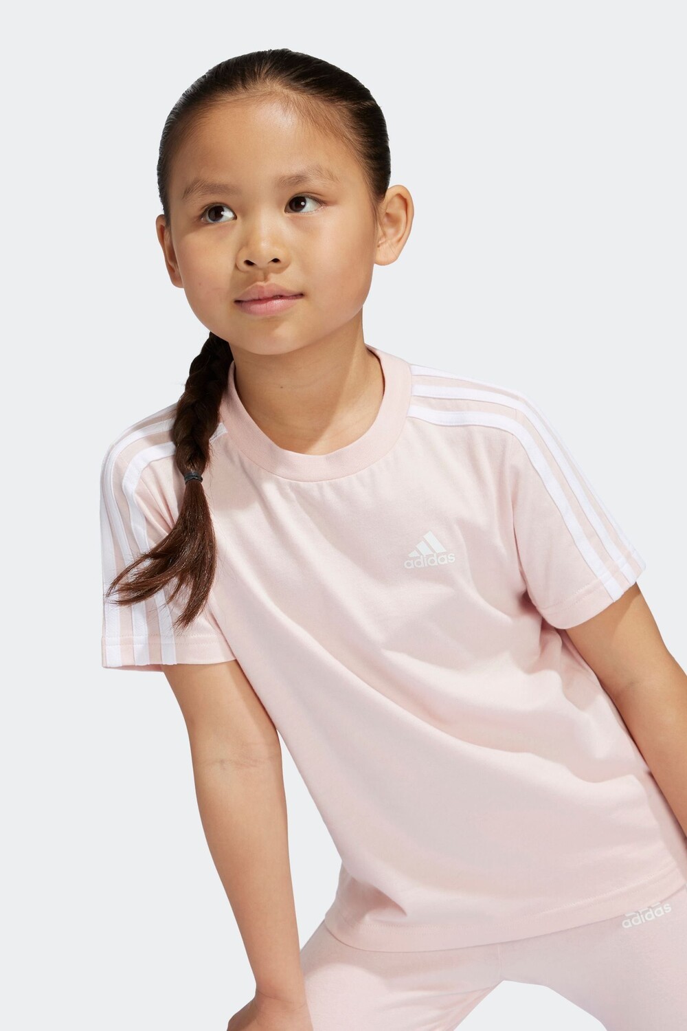 

Спортивная футболка с тремя полосками из 100% хлопка Adidas, розовый