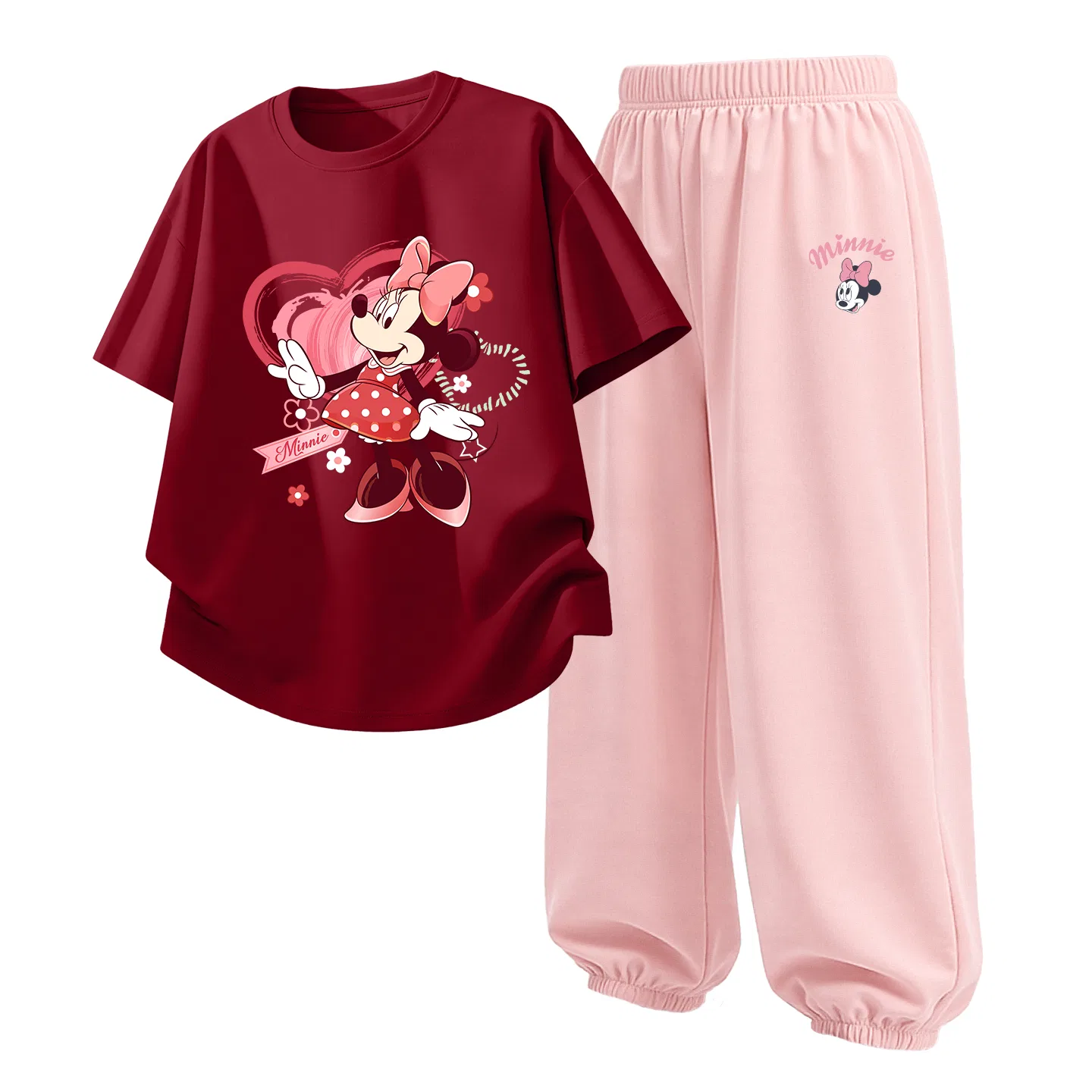 Детский спортивный костюм Casual Sportswear 2 Piece Set Disney, Di Xin Hua Punica Granatum Red+Di Tianyuan K Soft Pink