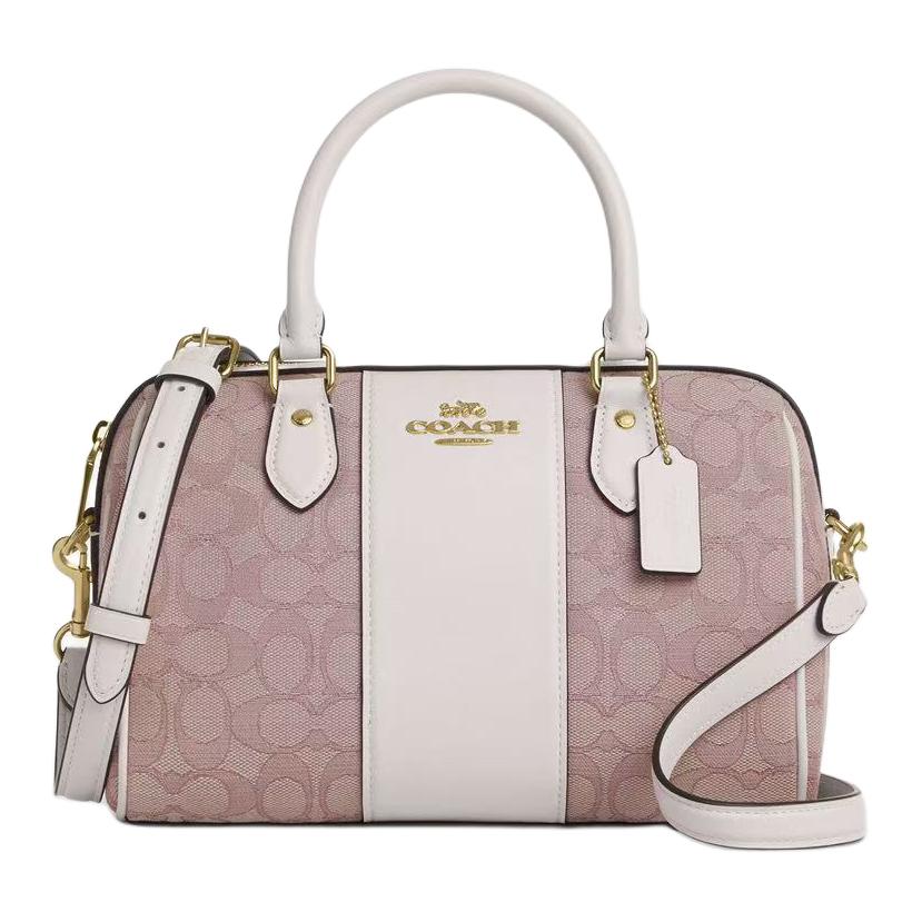 

COACH Рюкзак из ткани Роуэн с кожаной отделкой наплечная сумка через плечо дамская средняя бело-фиолетовая