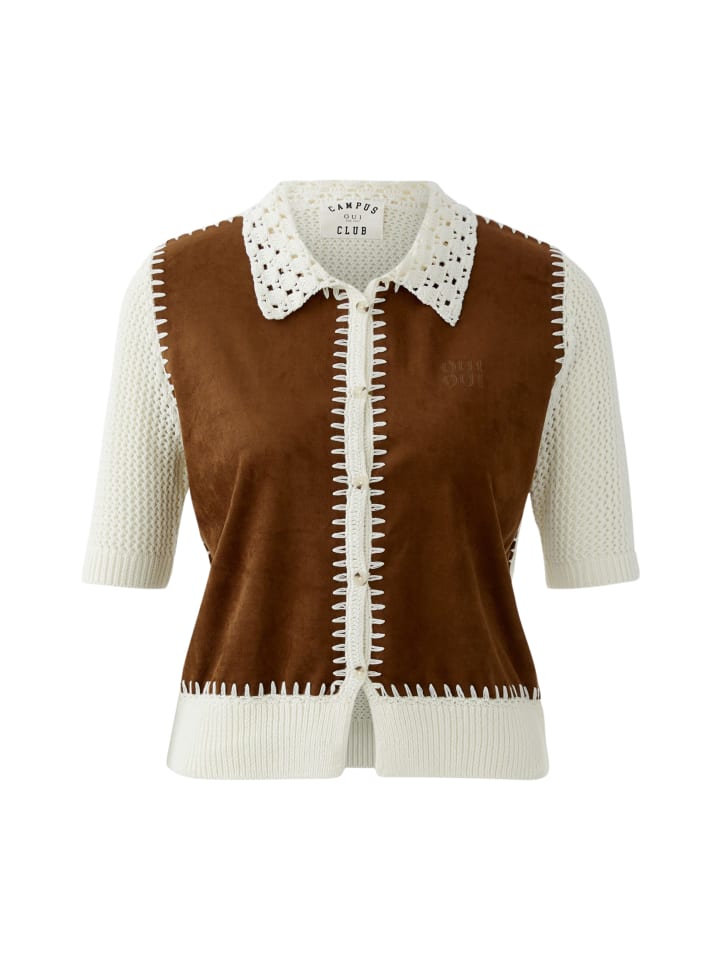 

Oui Кардиган белого и коричневого цвета