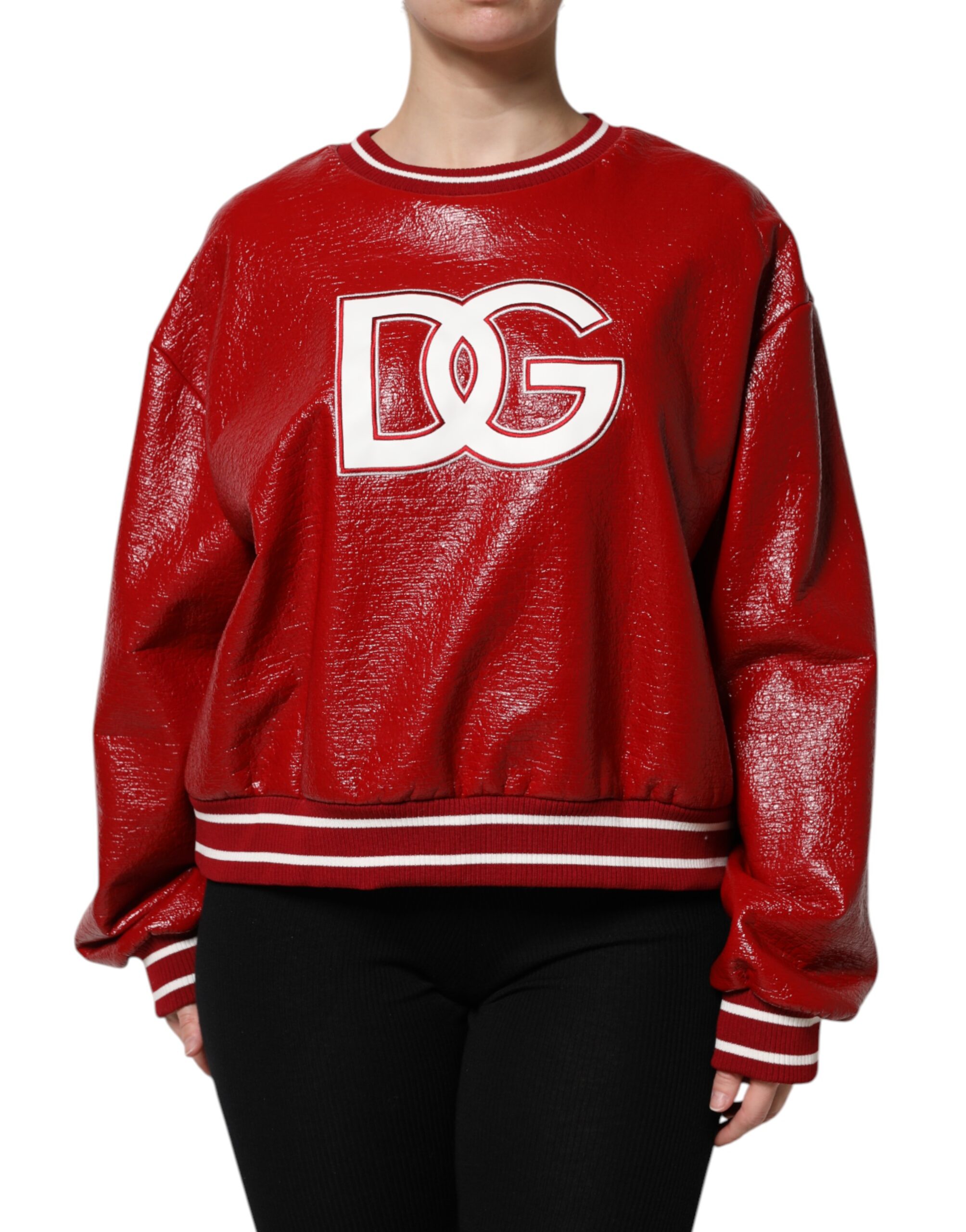 Красный шерстяной свитер с вышитым логотипом DG Dolce & Gabbana, Red