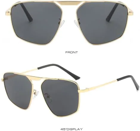 

Ретро металлические многоугольные квадратные солнцезащитные очки для женщин, модные очки цвета шампанского, солнцезащитные очки UV400 для мужчин MTZJH, Golden Grey