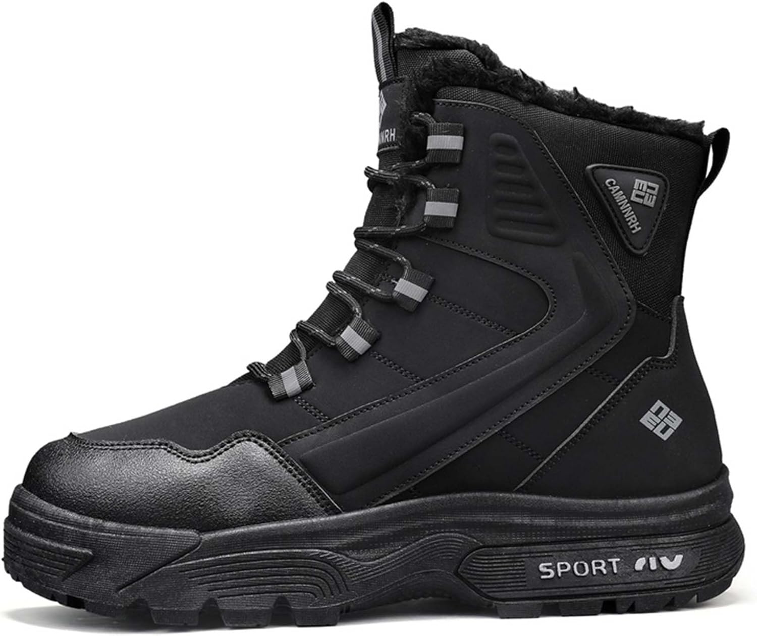 

Высокие зимние и осенние теплые снежные ботинки с меховой подкладкой и хлопковой обувью Generic, черный