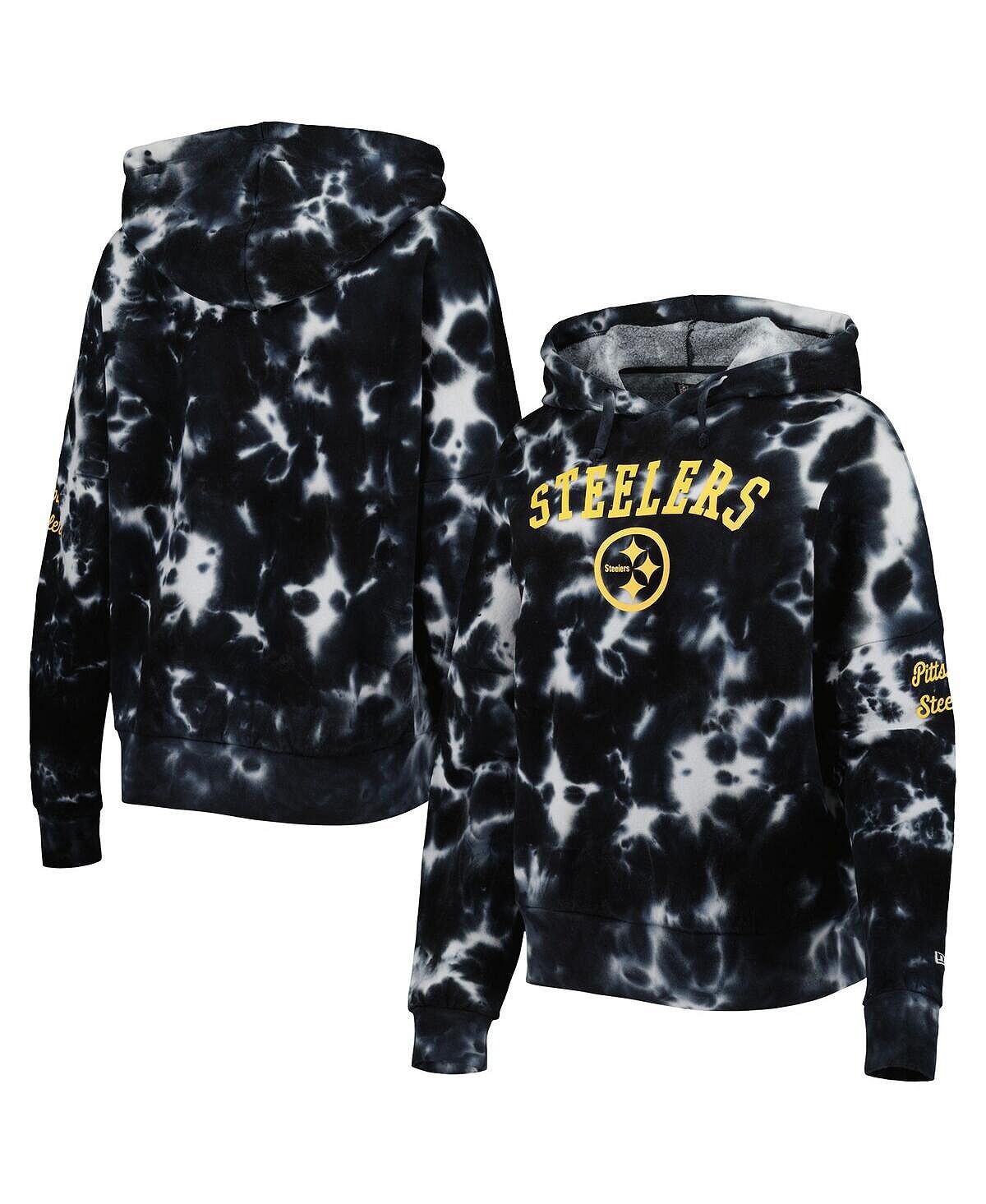 

Женский флисовый пуловер с капюшоном Pittsburgh Steelers Cloud Dye черного цвета New Era, черный