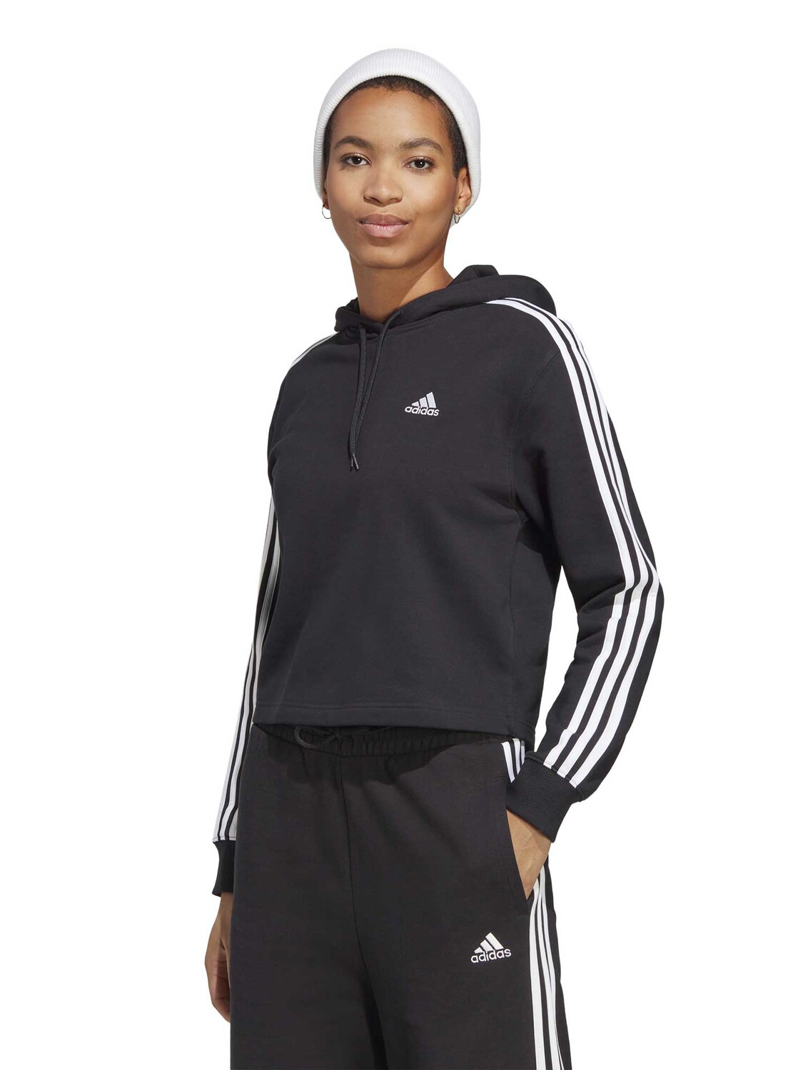 

Толстовка Adidas Sportswear Essentials 3-Stripes French Terry Crop, черный