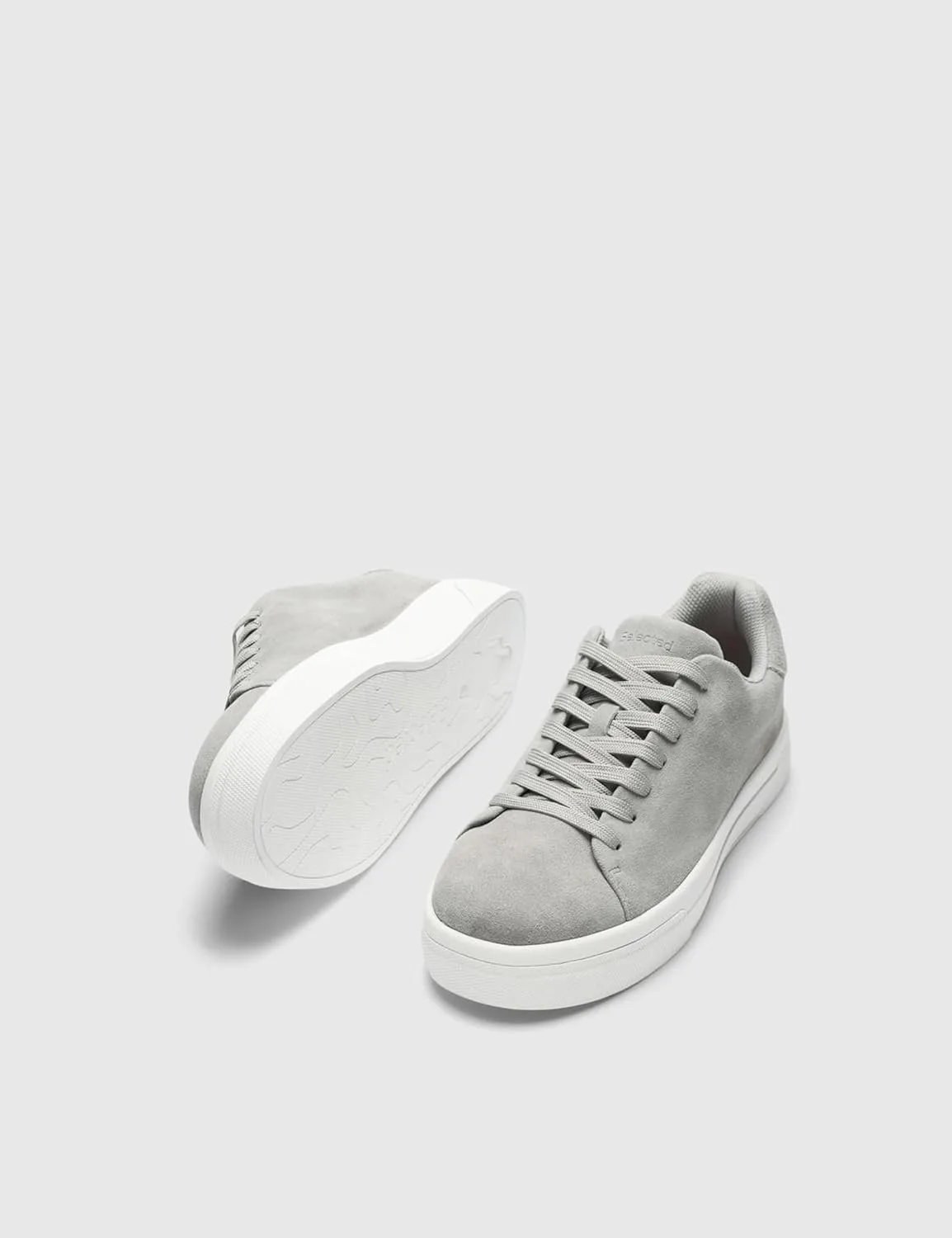 Мужские массивные замшевые кроссовки Slhdavid Chunky Suede Trainers 2.0 Noos Selected Men, серый — фото 4