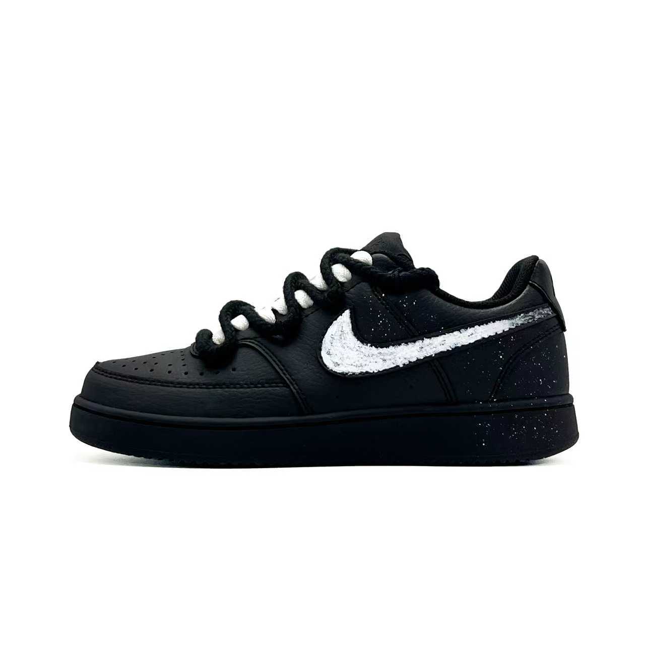 

Court Vision low night walk ink splatter cushioning abrasion resistant lightweight low top skateboard shoes unisex Nike, черный