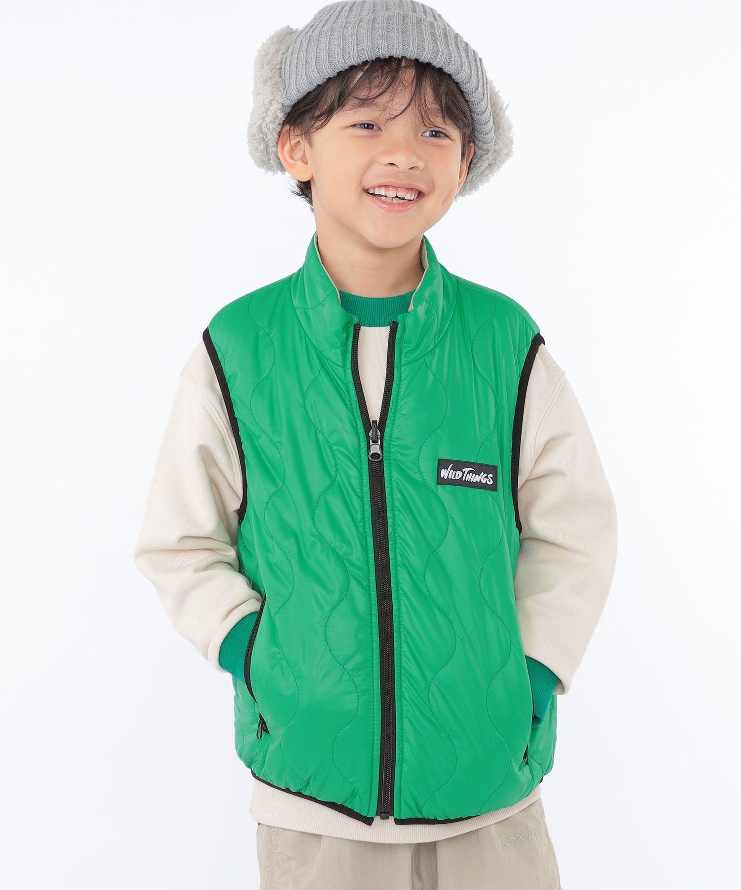 WILD THINGS: 100~125 см / Двусторонний жилет Ships Kids, green — фото 2