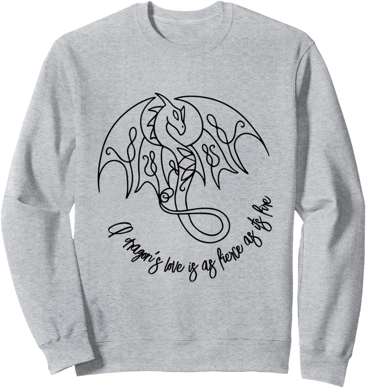 

Любовь дракона так же сильна, как и его огонь. Толстовка с цитатой о любви драконов Book Lover Boutique, серый