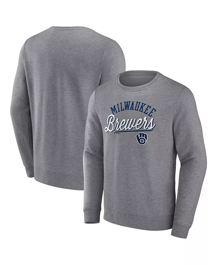 

Мужская серая толстовка Milwaukee Brewers Simplicity с эффектом хеширования Fanatics