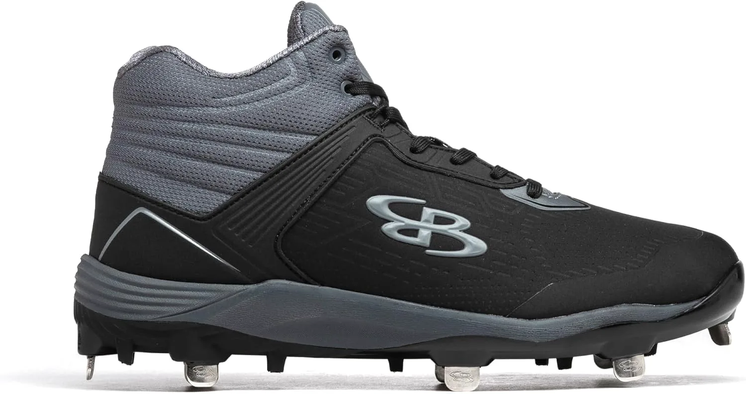Бутсы Boombah Viper Pro для мужчин с металлическим шипом средней высоты - несколько вариантов цвета - разные размеры, черный — фото 4