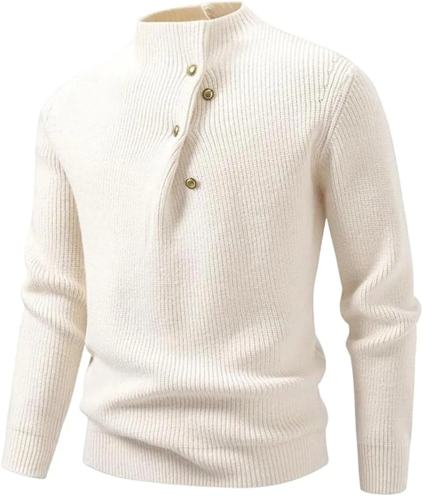 

Мужской теплый вязаный свитер с воротником-стойкой, Casual, Plus Size