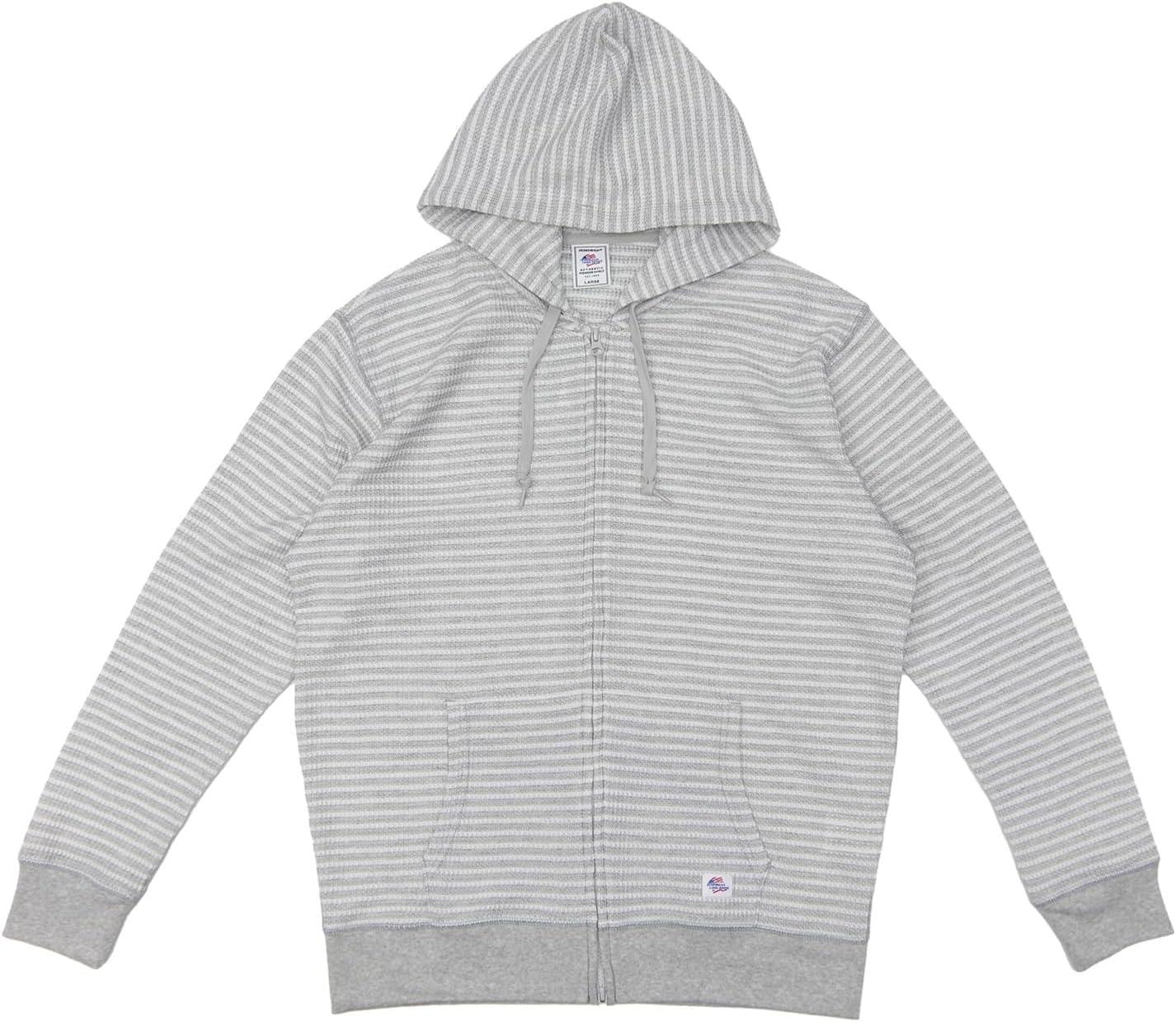 

Худи на молнии с вафельной каймой от J.E. Morgan Jemorgan, серый/белый