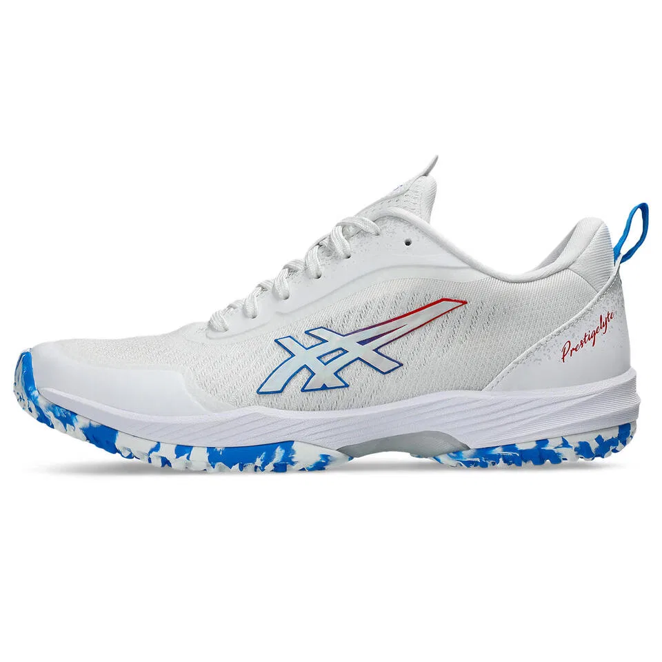 Теннисные кроссовки «Prestigelyte 5 OC» от ASICS, White/Electric Blue — фото 2