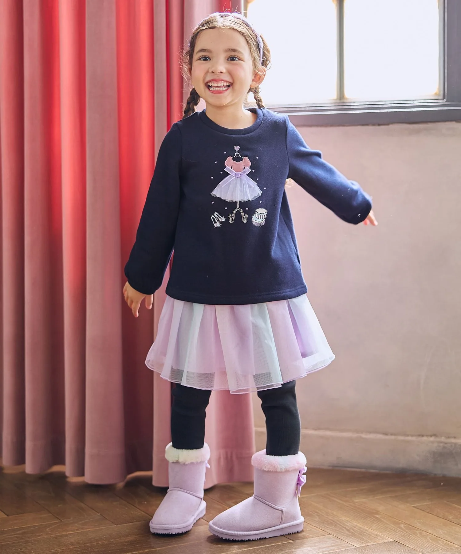 Детские штаны с тюлем и радужным узором PRFSGA0454 ANY KIDS синие — фото 3