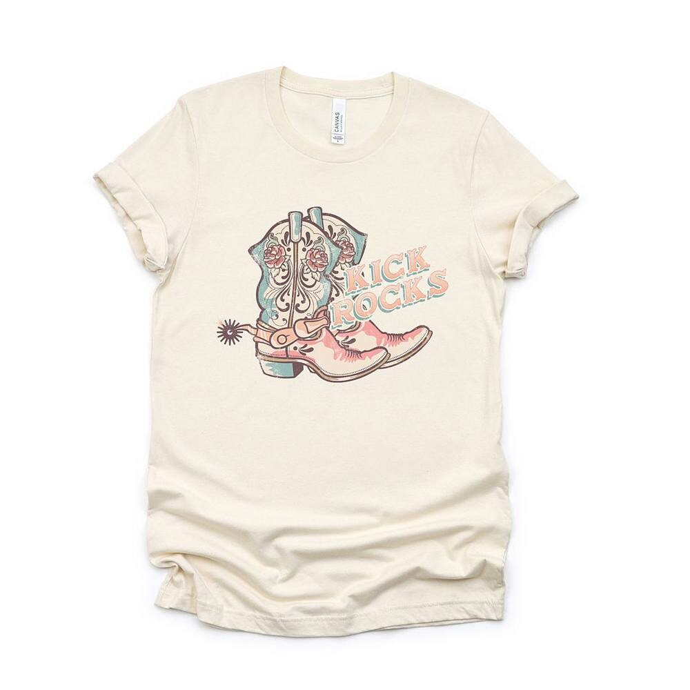 

Kick Rocks Boots Футболка с короткими рукавами и графическим рисунком Simply Sage Market, цвет Cream