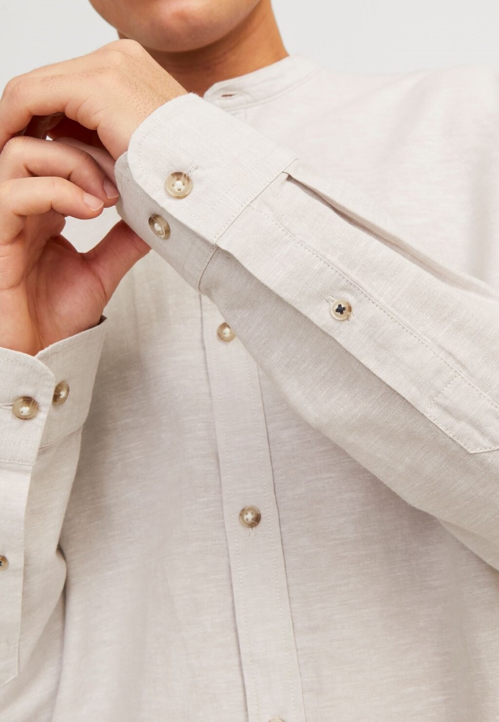 

Рубашка Jjesummer Band Linen Mix Shirt Jack & Jones, бежевый