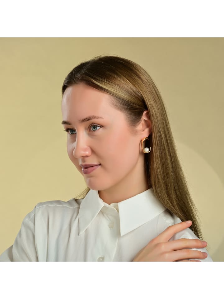 

Adeliás Женские серьги из нержавеющей стали с жемчугом в золотом исполнении