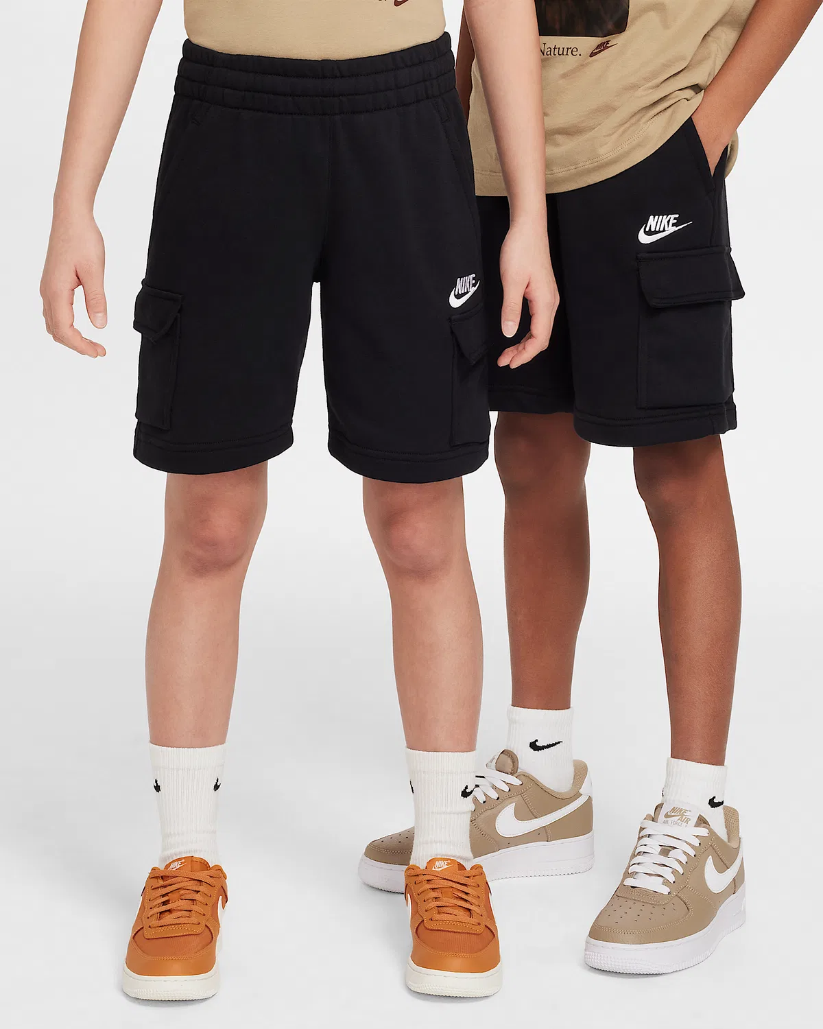 Детские шорты карго Nike Sportswear Club из французского футера, Black/Black/White
