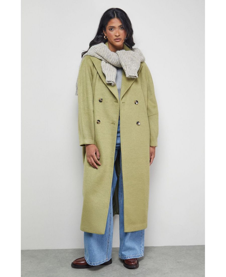

Женское длинное пальто оверсайз с плиссированной спинкой Warehouse, Green