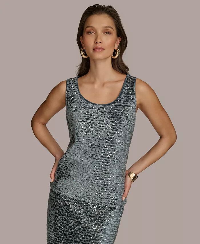 

Женская майка с пайетками Donna Karan New York, синий