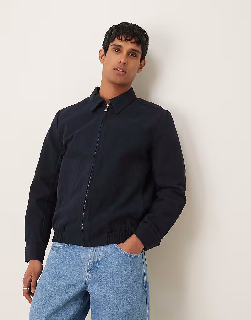 

Selected Homme - куртка с темно-синим воротником и застежкой-молнией, Синий, Selected Homme - куртка с темно-синим воротником и застежкой-молнией
