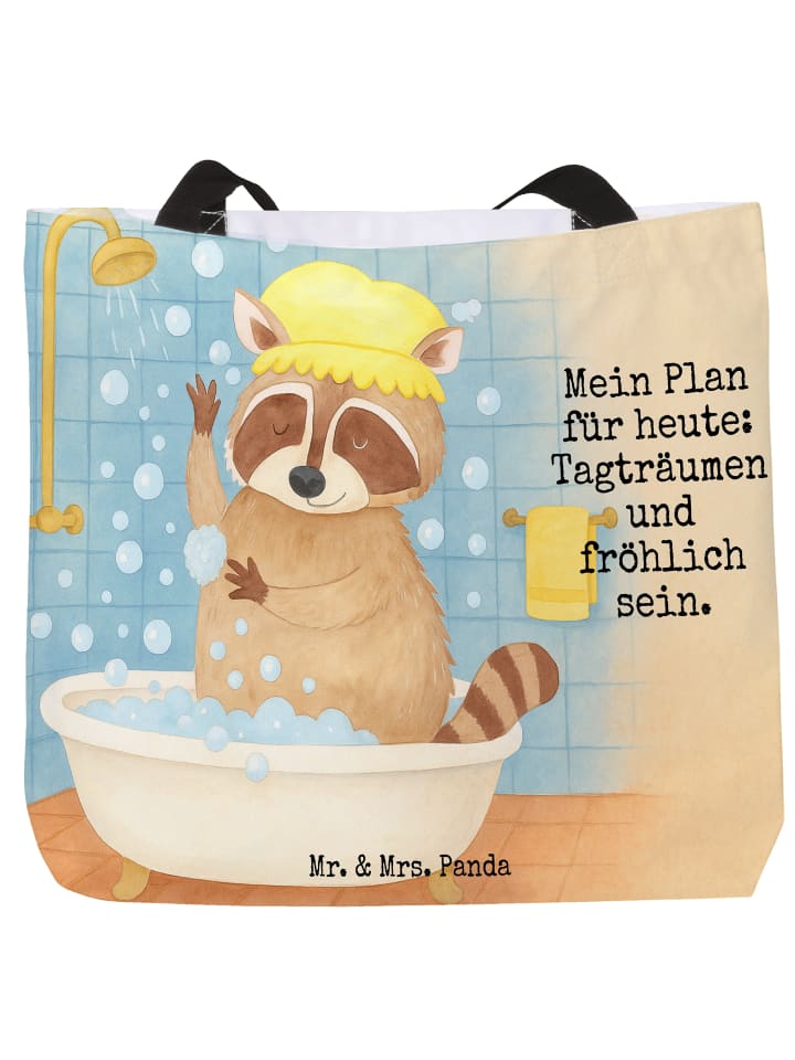 

Сумка-шоппер с рисунком енота и надписью белого цвета Mr. & Mrs. Panda