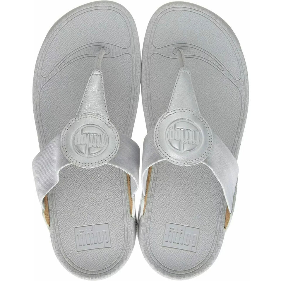FitFlop Walkstar DX4-011 женские сандалии на танкетке с перемычкой между пальцами, серебристые, без застежки, для комфортной ходьбы