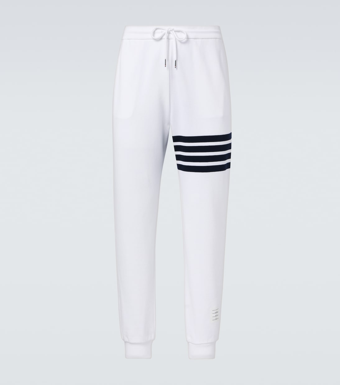 

4-полосные хлопковые джерси спортивные брюки Thom Browne, White/Navy
