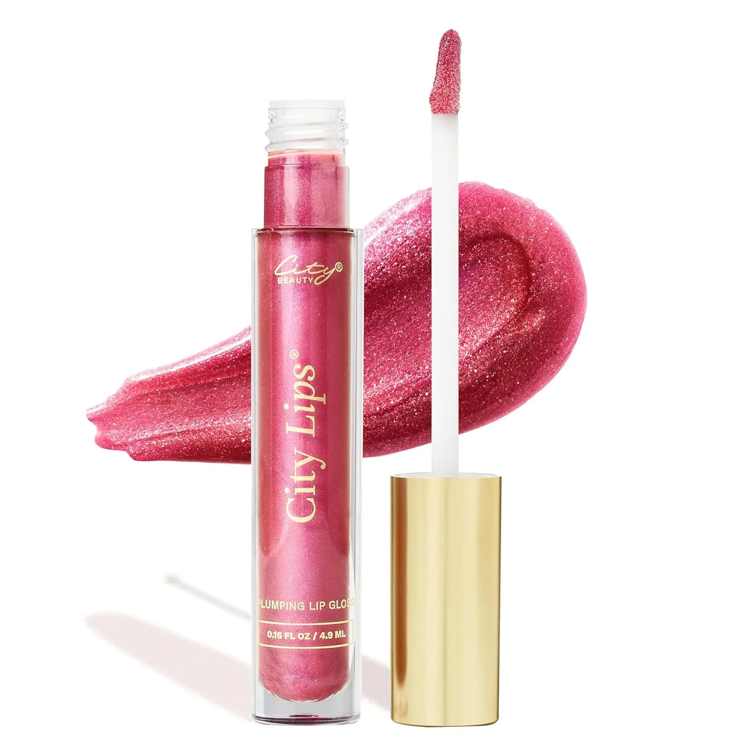 Блеск для губ City Beauty City Lips Plumping Lip Gloss - сияющий блеск для более полных и молодых губ | Увлажняющее и разглаживающее средство для губ с гиалуроновой кислотой, raspberry