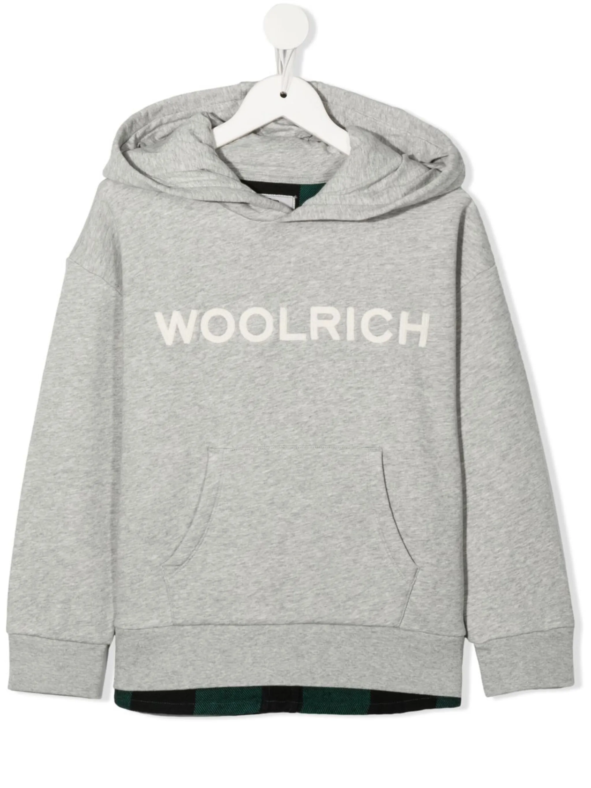

Худи с вышитым логотипом и вставками Woolrich Kids, серый