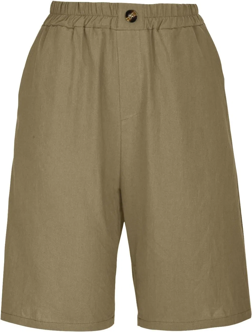 Шорты бермуды из хлопка и льна, khaki, Generic — фото 4