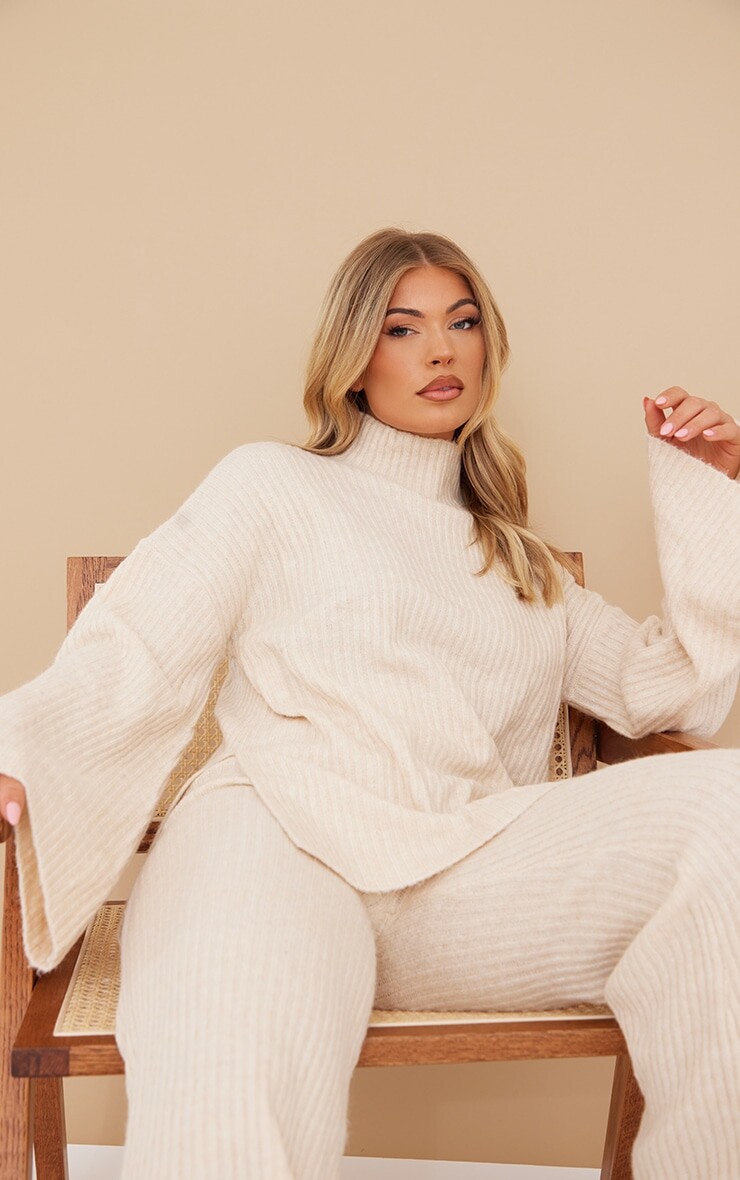 

PrettyLittleThing Джемпер оверсайз овсяной вязки Luxe в рубчик