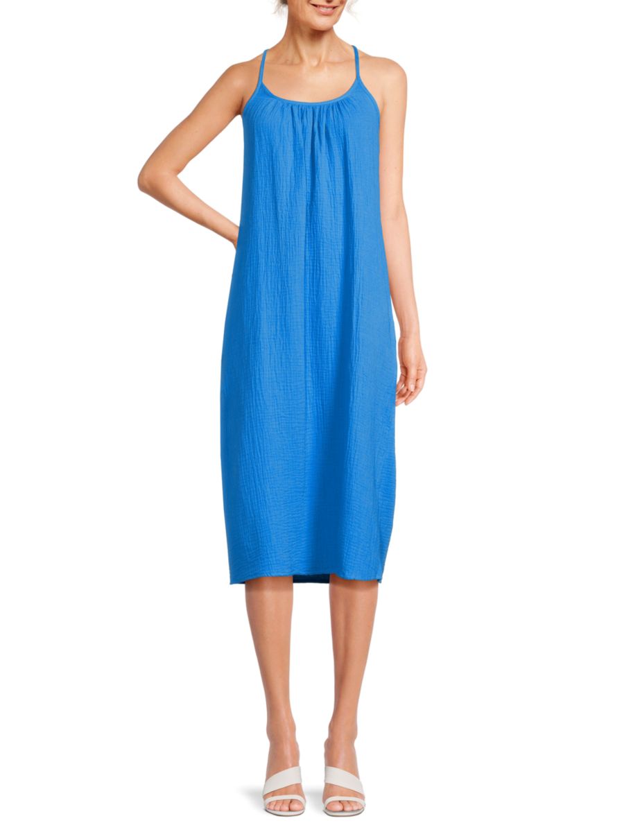 

Платье-миди из газовой ткани Saks Fifth Avenue, цвет Azure Blue