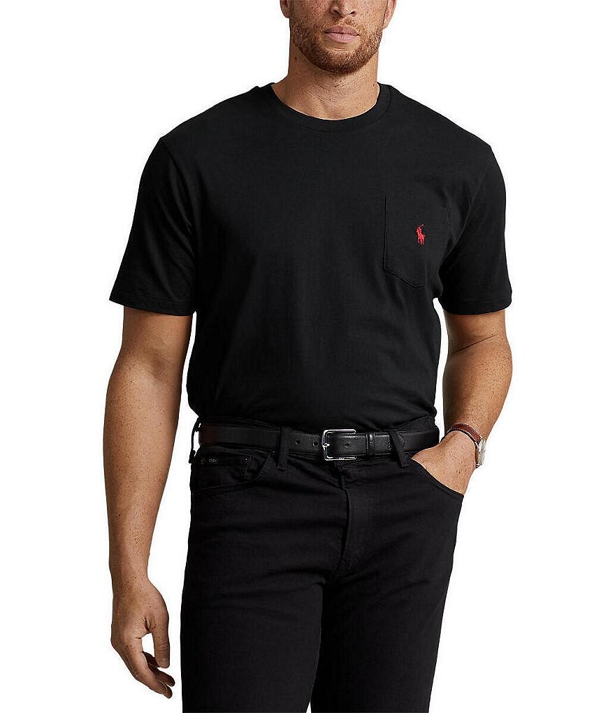 

Трикотажная футболка классического кроя Polo Ralph Lauren Big & Tall с круглым вырезом и карманами, черный