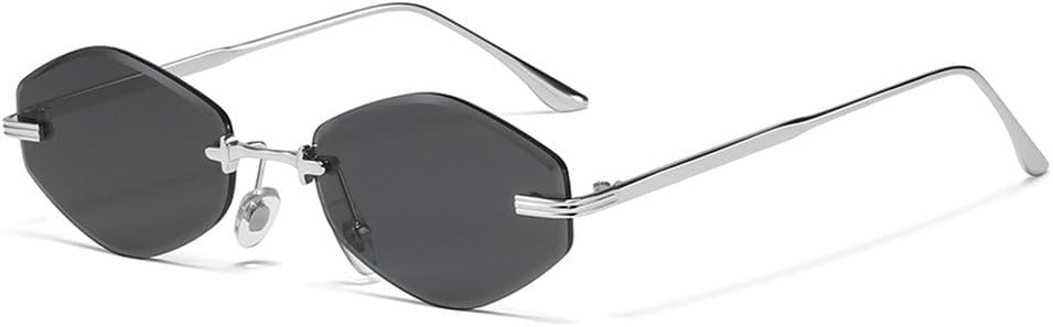 

Ретро-модные безободковые солнцезащитные очки в стиле панк Y2k для женщин и мужчин, винтажные солнцезащитные очки с защитой от УФ-излучения UV400 для использования на открытом воздухе KTUCN, Silver Black