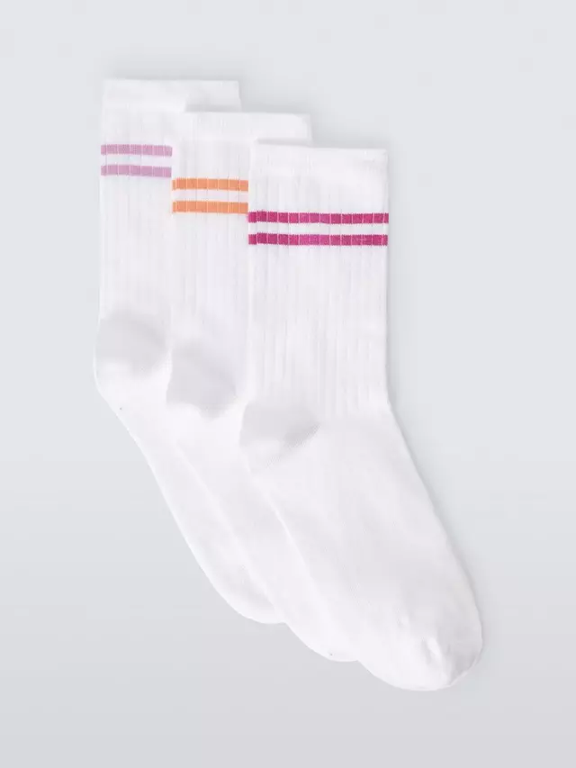 

Носки John Lewis Sports Stripe Ankle 3 шт, цвет pink/multi