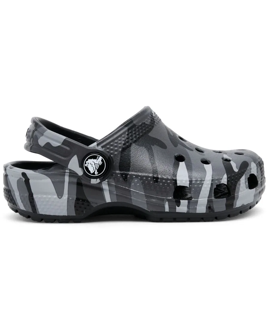 Детские камуфляжные классические сабо от Finish Line Crocs, серый/черный — фото 2