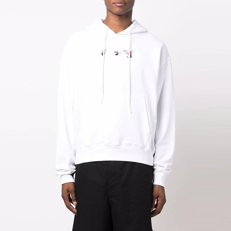 Акриловая толстовка с капюшоном и логотипом в виде стрелы Off-White, белый — фото 3