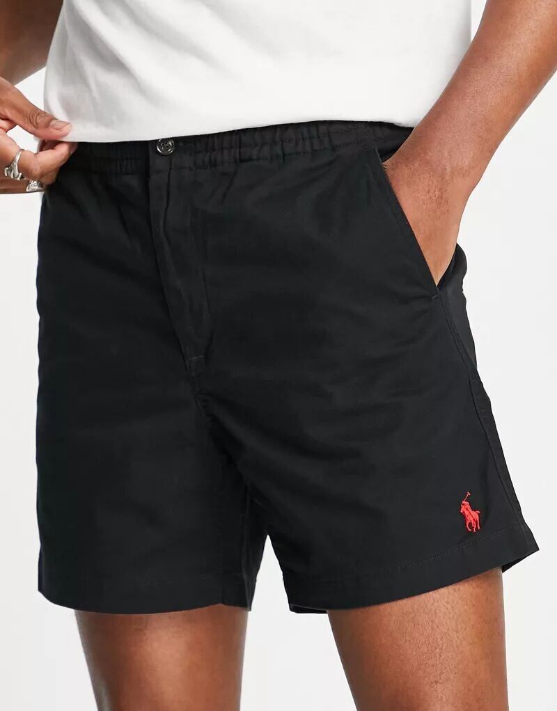 

Черные твиловые шорты с фирменным логотипом Polo Ralph Lauren Prepster