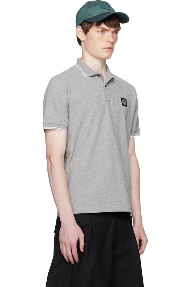 2200007 поло из органического хлопка Stone Island, серый — фото 2