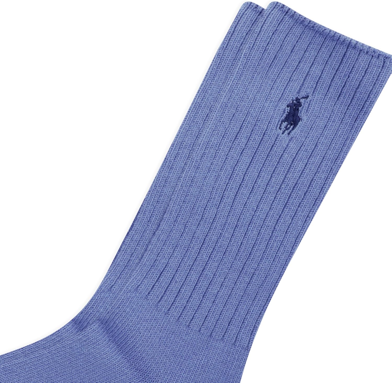 POLO RALPH LAUREN мужские хлопковые ребристые классические носки Crew - упаковка 1 пара - однотонный цвет, амортизирующий комфорт, Medium Blue — фото 2