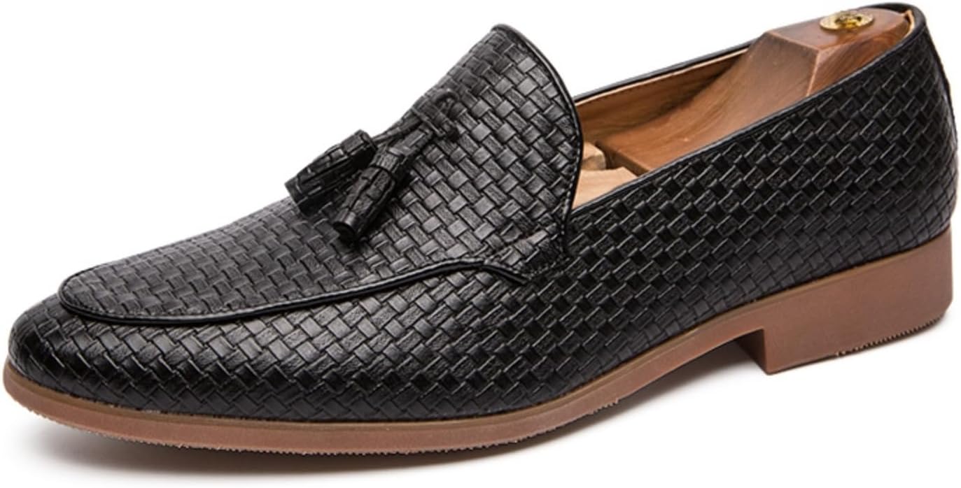 

Мужские слипоны с кисточками из плетеной кожи, повседневные и деловые туфли, удобные, легкие, дышащие, с нескользящей подошвой, для официальных встреч, работы в офисе, повседневных поездок, свиданий, прогулок и вождения Yrzhgdl, черный