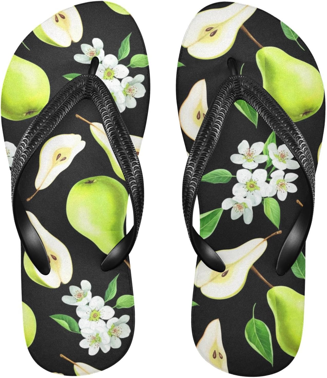

Женские и мужские пляжные шлепанцы Pear Blossom Black, резиновые нескользящие летние тапочки для душа и пляжа Sinestour