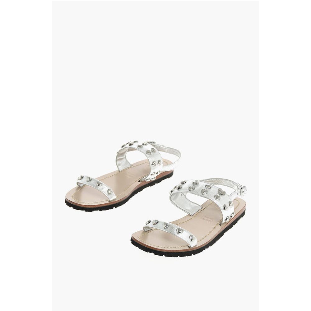 Сандалии из кожи с заклепками LOVE Moschino, Silver