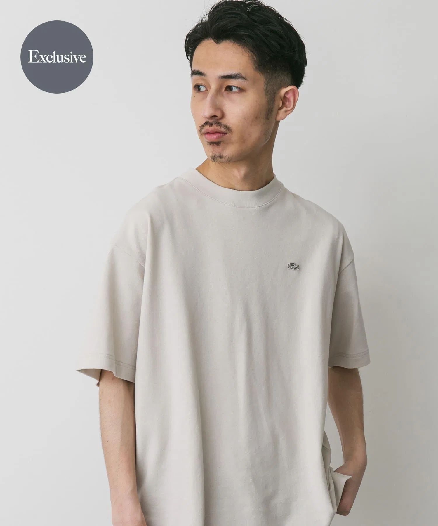 Футболка мужская Lacoste x Urban Research Doors, хлопок пике, свободный крой, белый