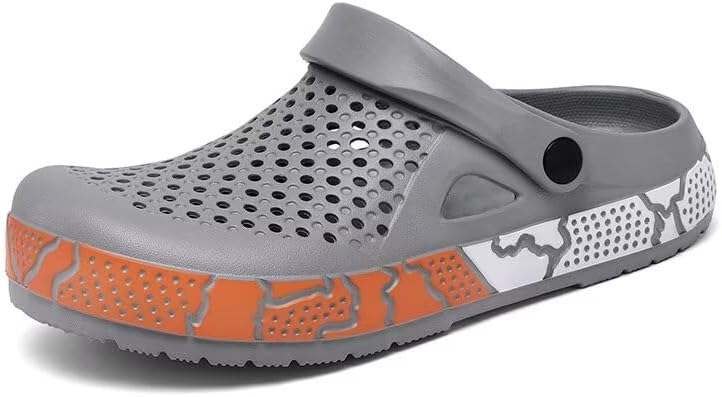 

Мужские сабо Легкие дышащие садовые туфли - садовые сандалии без застежки с противоскользящей цветной подошвой для пляжа, двора и повседневной носки Lewhosy, серый