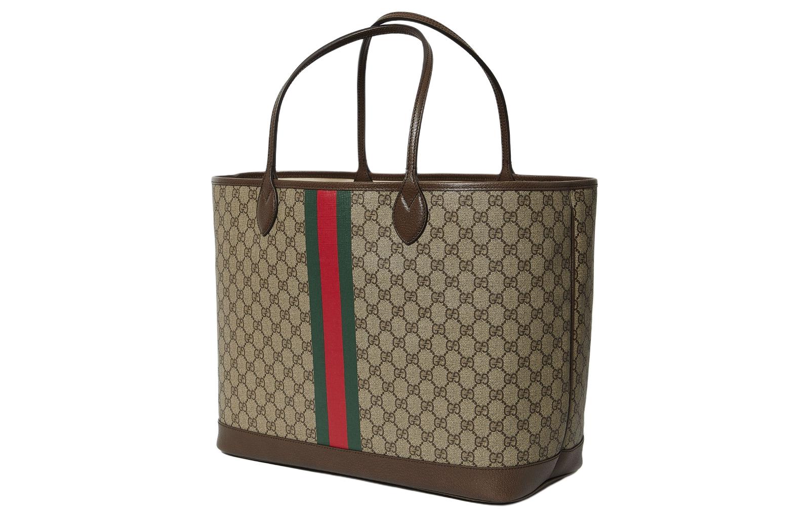 Сумка-шоппер из канваса с кожаной отделкой GUCCI Aurora Blue — фото 2