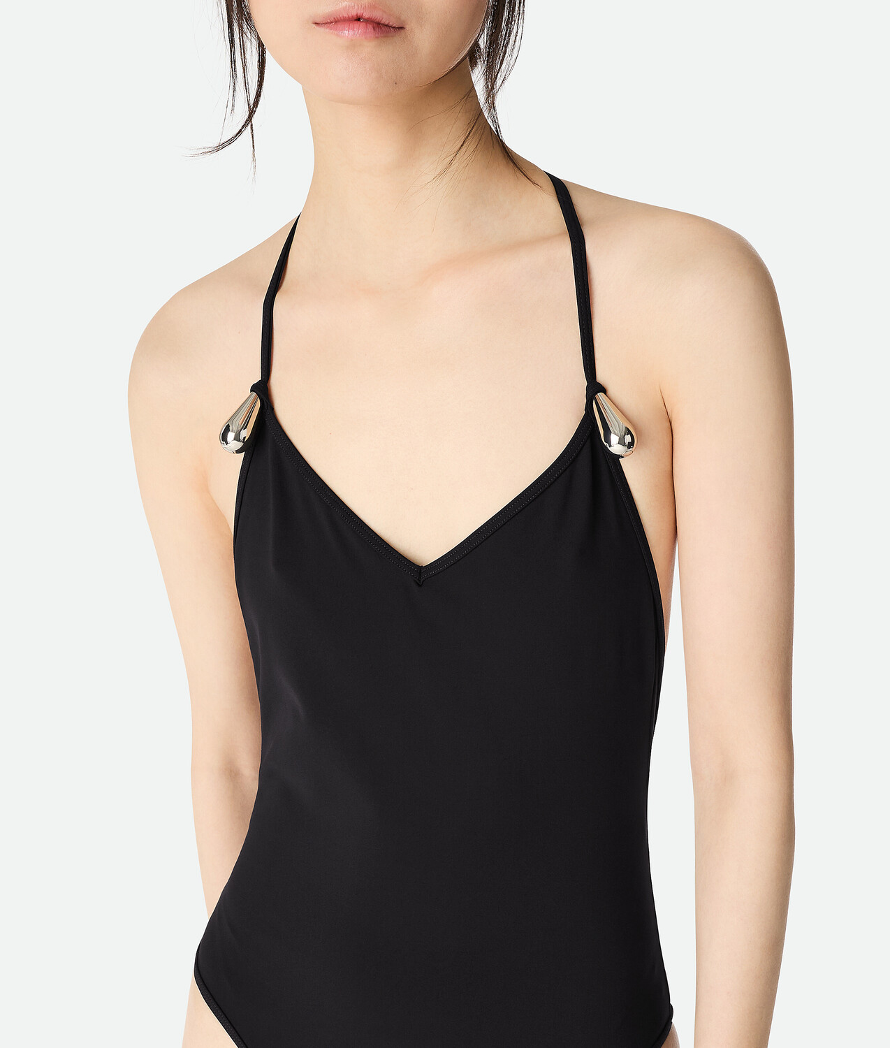 Stretch nylon swimsuit BOTTEGA VENETA, черный — фото 4